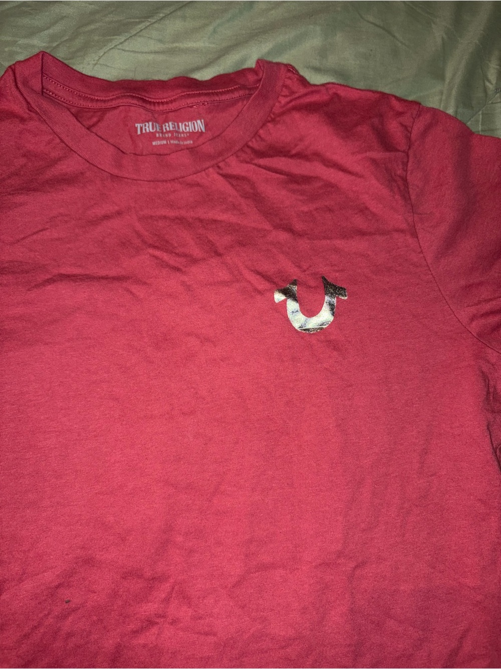 True Religion Pink Crewneck Tee with Horseshoe Logo medium
